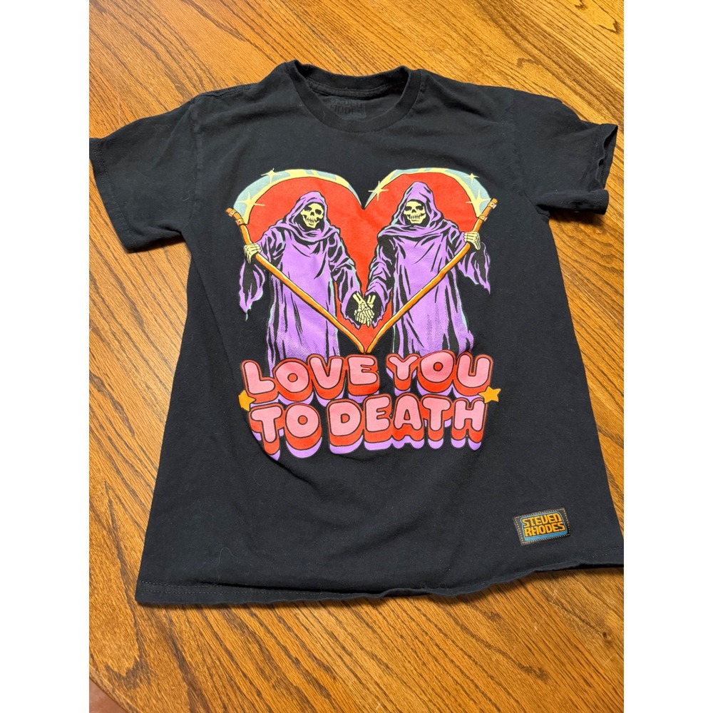 Steven Rhodes Love You To Death Grim Reaper Graphic T-Shirt Black Small